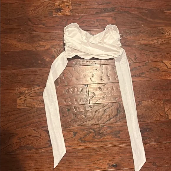Anthropologie White Sleeveless Bustier Crop Top - Picture 2 of 5